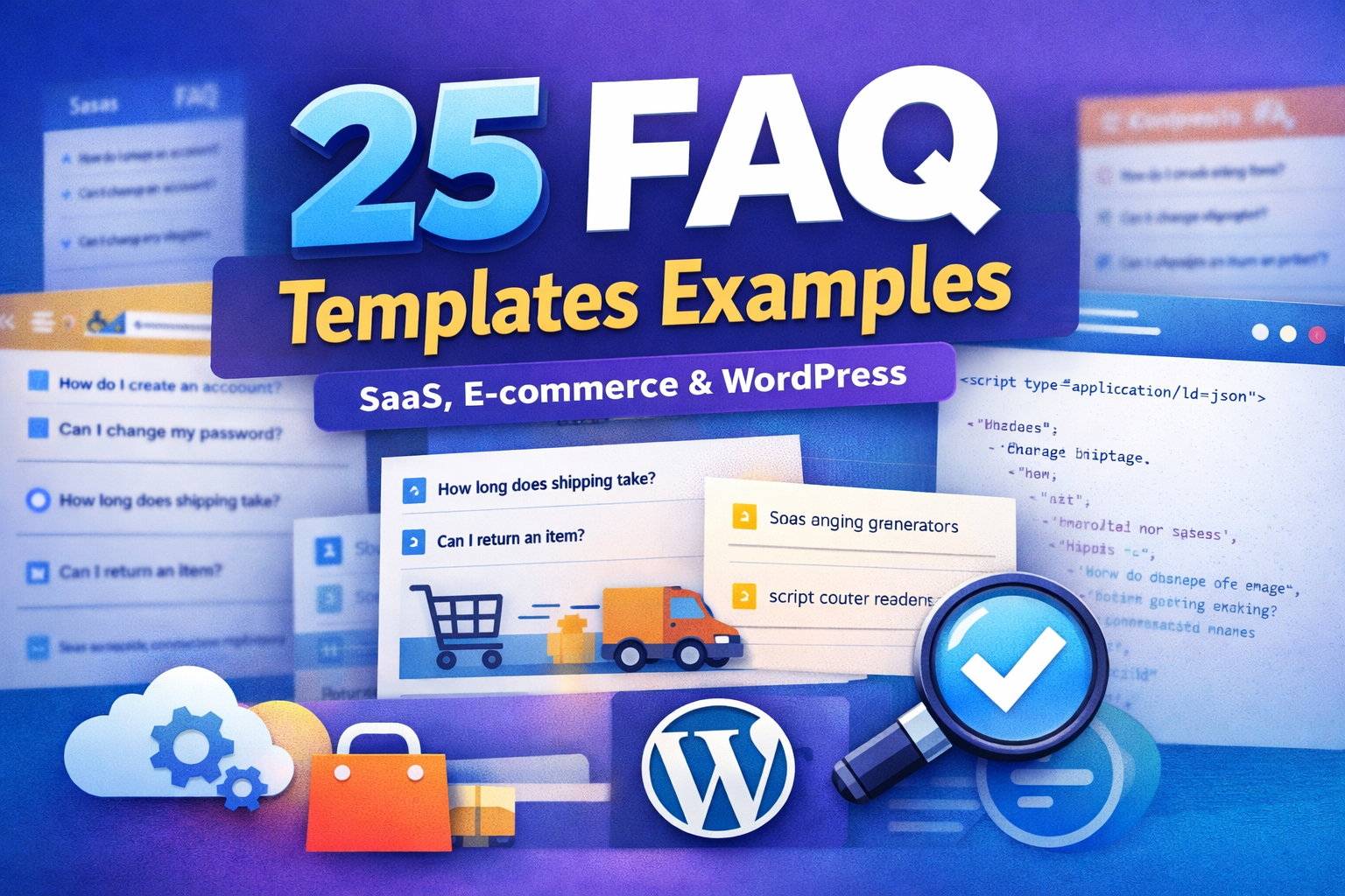25 FAQ templates examples for SaaS, eCommerce, WordPress and websites showing structured FAQ layout
