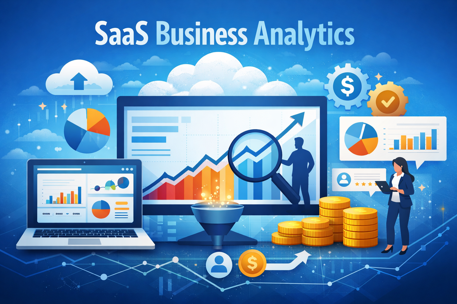 SaaS business analytics dashboard showing data growth insights