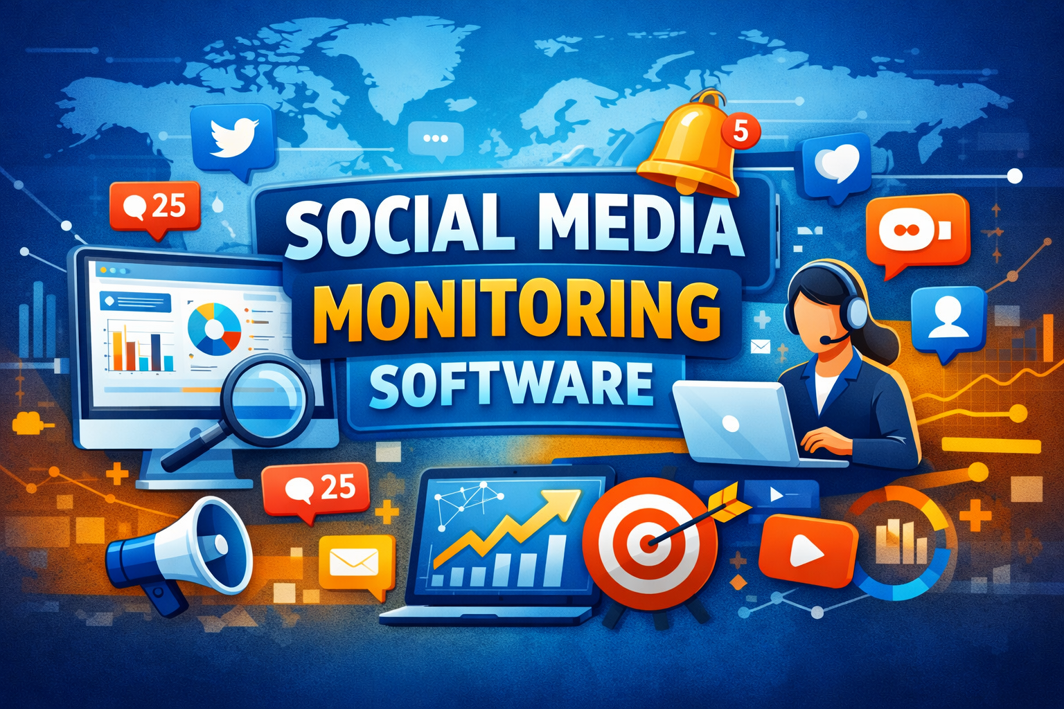 Social Media Monitoring Software Dashboard – Analytics, Tracking, and Reporting Tools