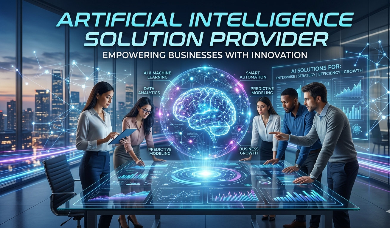 AI artificial intelligence solution provider showing business automation and smart AI solutions