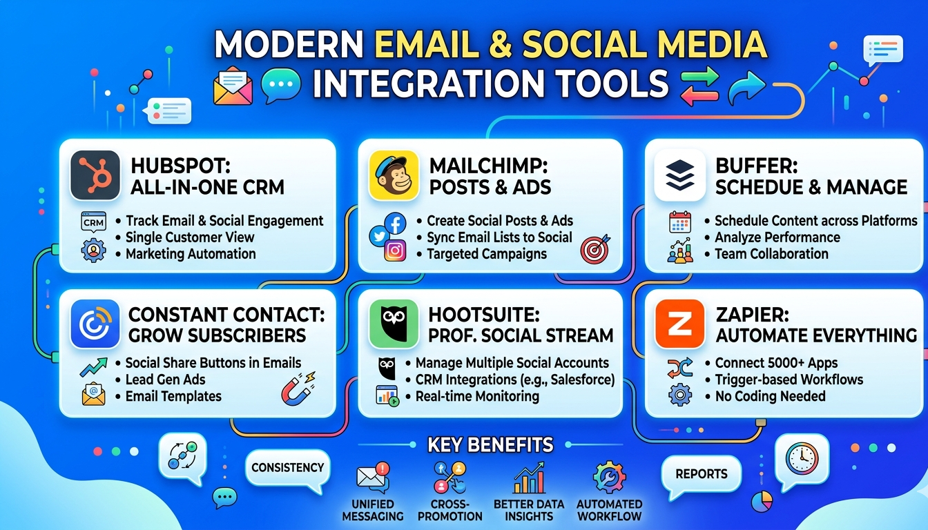 best tools for email and social media integration dashboard showing social media management software interface