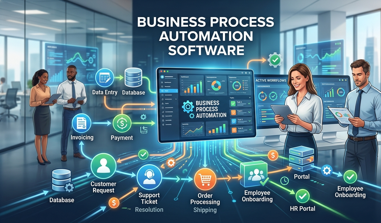 business process automation software dashboard showing workflow automation