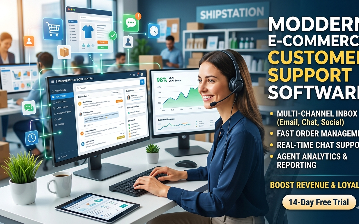 ecommerce customer support software dashboard showing live chat and omnichannel support
