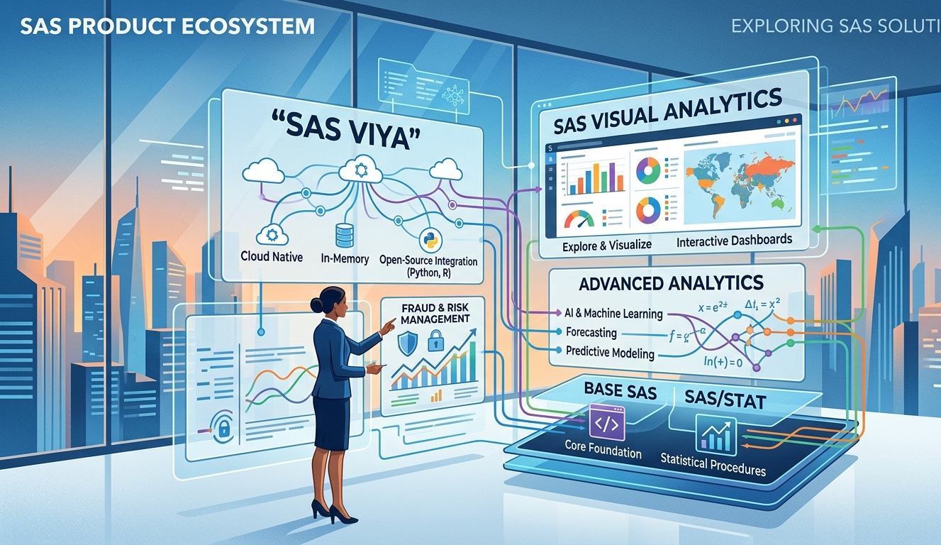 SAS products analytics dashboard showing data insights and reports