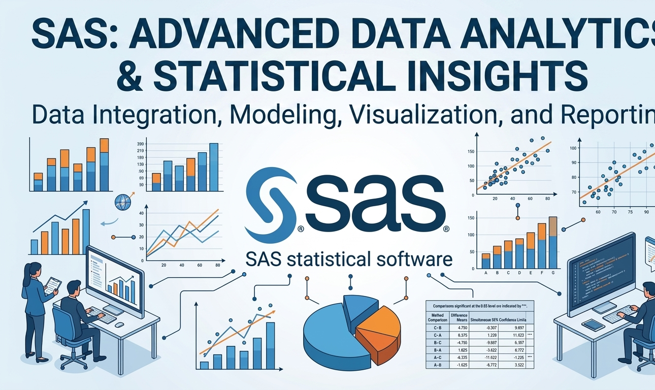 SAS statistical software dashboard showing data analysis and reporting