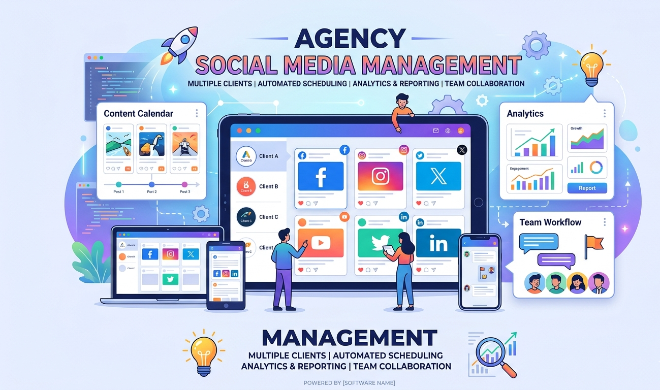 social media management software for agencies dashboard